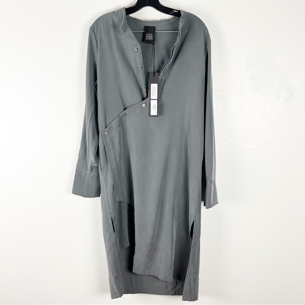 LOTUS EATERS Gray Long Asymmetrical Hem The Emerald Tunic Small  Boho Minimalist